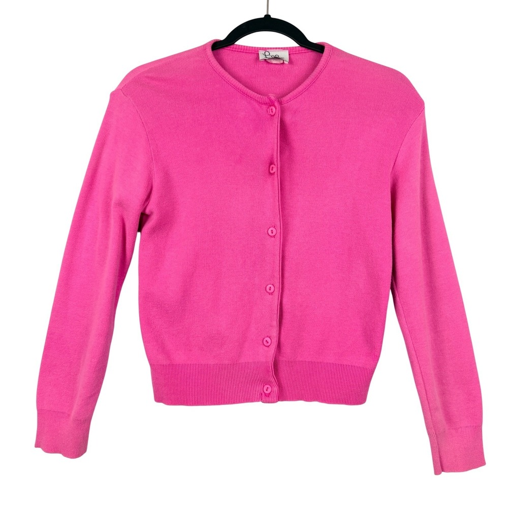 Vintage Lilly Pulitzer Small Pink Crew Neck Button Up Womens Cardigan Sweater